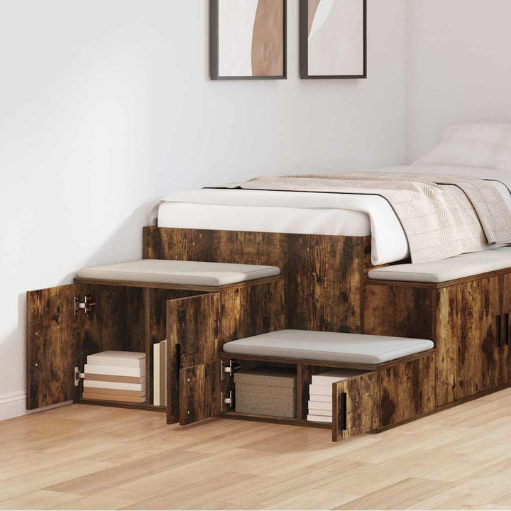 Opbevaringsskab 2 pcs Røget eg 108 x 41 x 40 cm Konstrueret træ