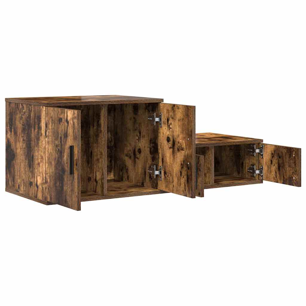 Opbevaringsskab 2 pcs Røget eg 108 x 41 x 40 cm Konstrueret træ