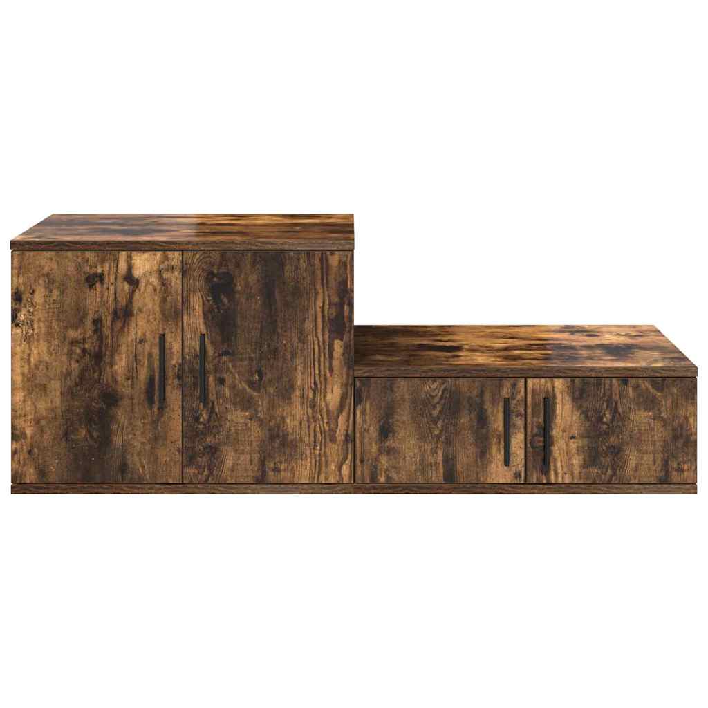 Opbevaringsskab 2 pcs Røget eg 108 x 41 x 40 cm Konstrueret træ