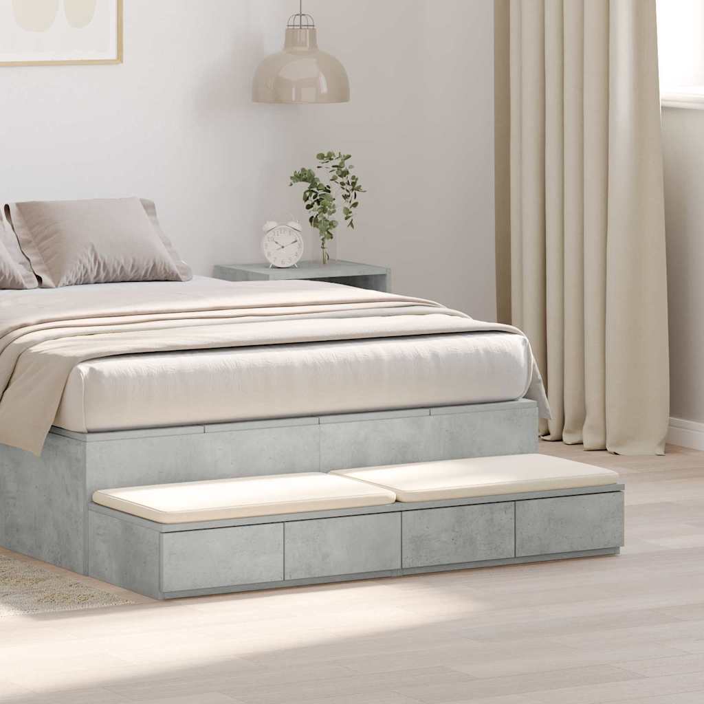 Sengeskuffer Beton Grå 120 x 36,5 x 16,5 cm Konstrueret træ