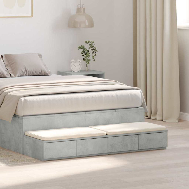 Sengeskuffer Beton Grå 120 x 36,5 x 16,5 cm Konstrueret træ