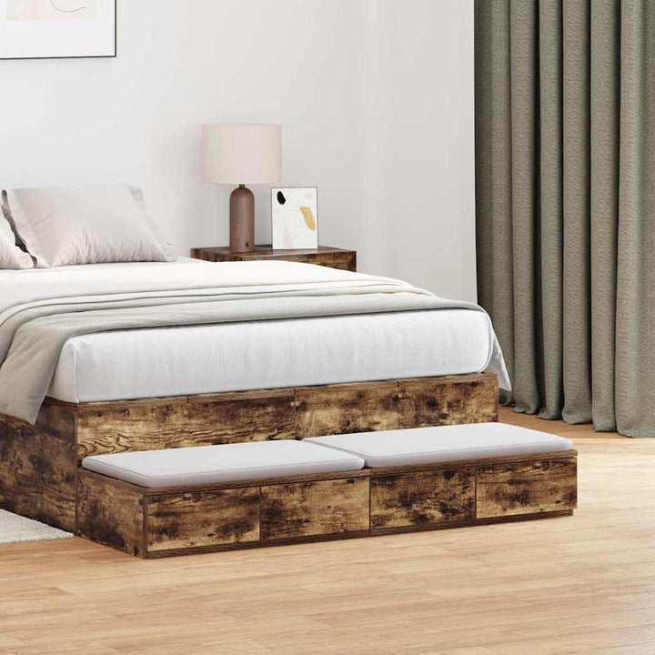 Sengeskuffer Røget eg 120 x 36,5 x 16,5 cm Konstrueret træ