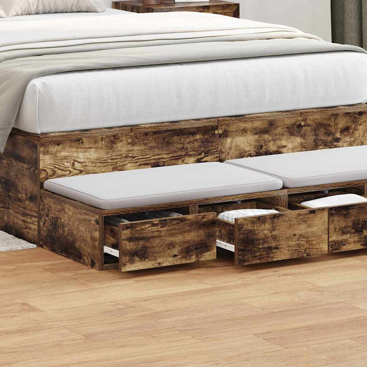 Sengeskuffer Røget eg 120 x 36,5 x 16,5 cm Konstrueret træ