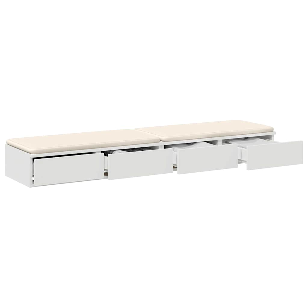 Sengeskuffer Hvid 140 x 36,5 x 16,5 cm Konstrueret træ