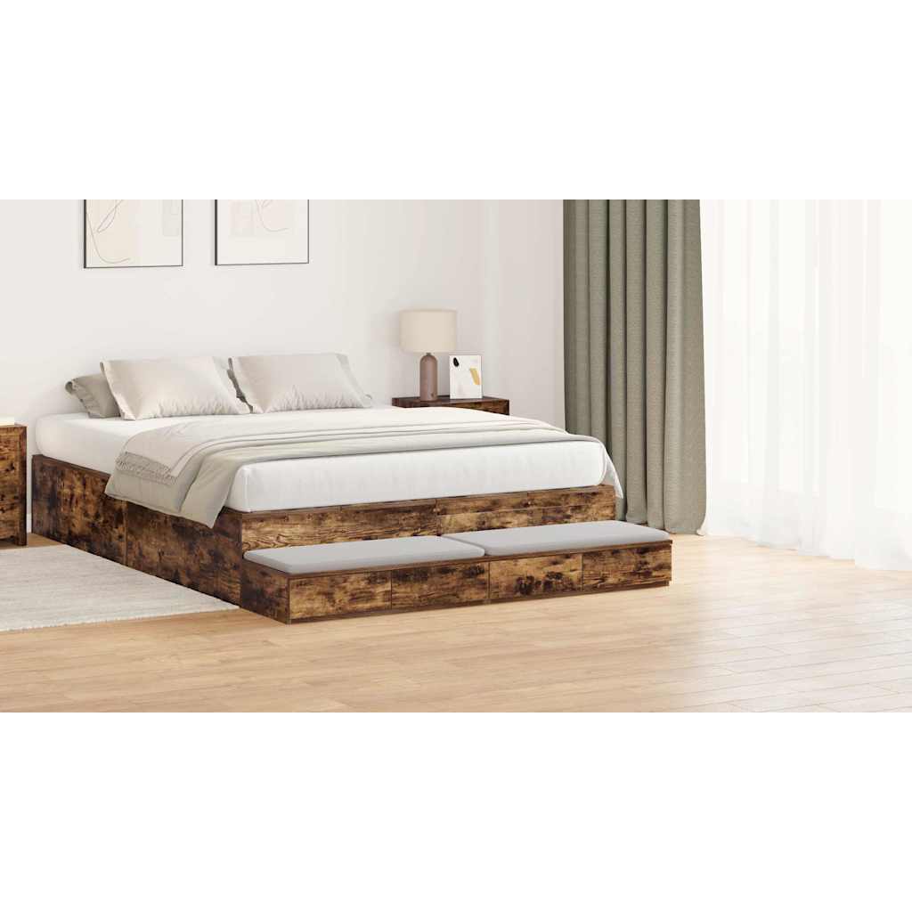 Sengeskuffer Røget eg 150 x 36,5 x 16,5 cm Konstrueret træ