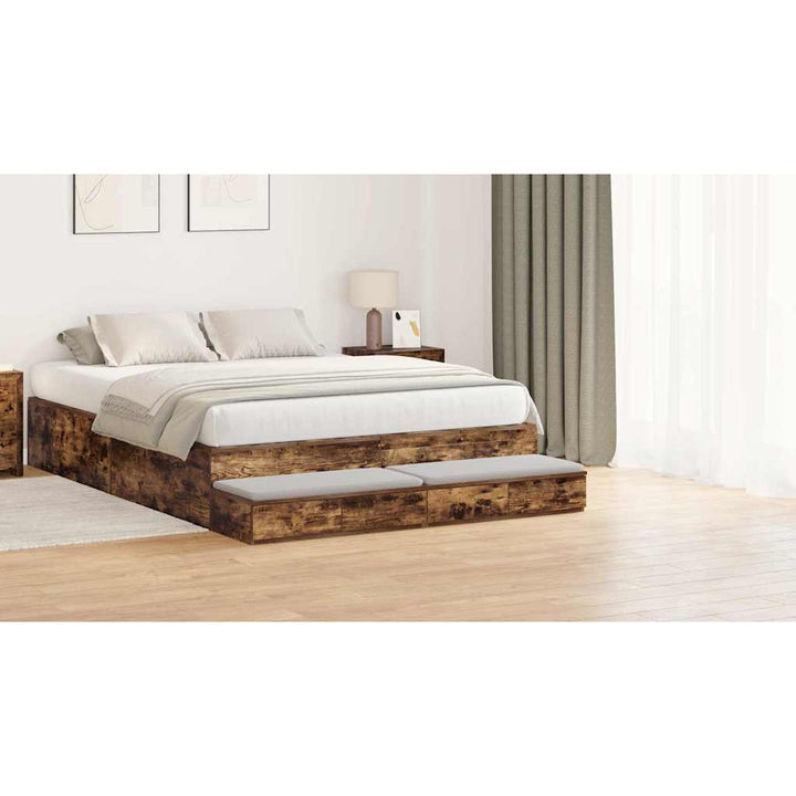 Sengeskuffer Røget eg 150 x 36,5 x 16,5 cm Konstrueret træ