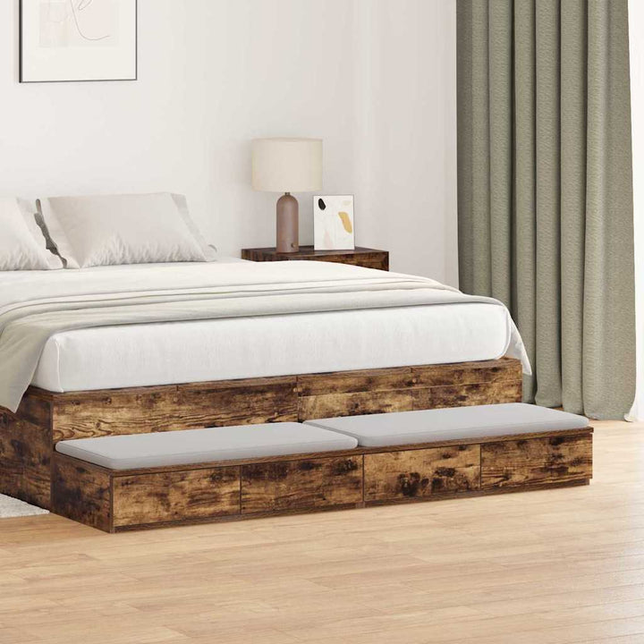 Sengeskuffer Røget eg 150 x 36,5 x 16,5 cm Konstrueret træ
