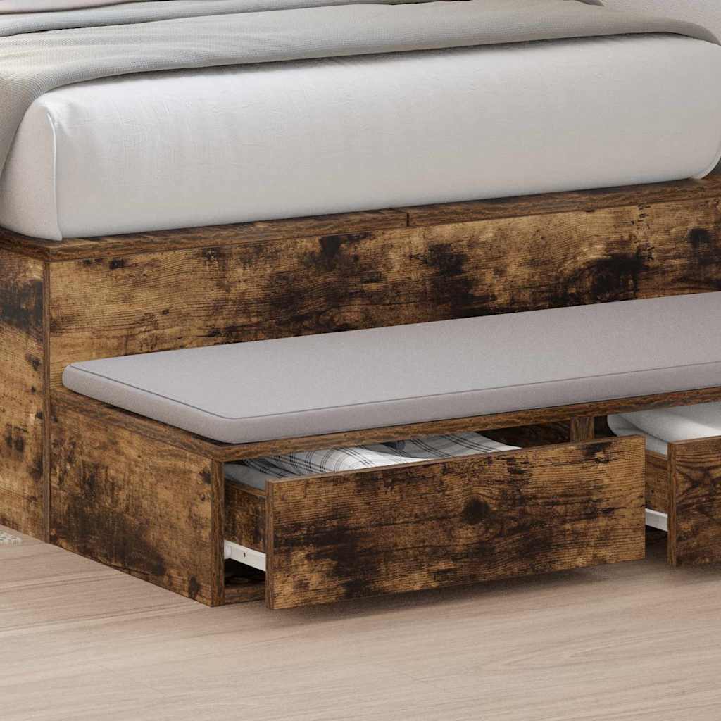 Sengeskuffer Røget eg 75 x 36,5 x 16,5 cm Konstrueret træ