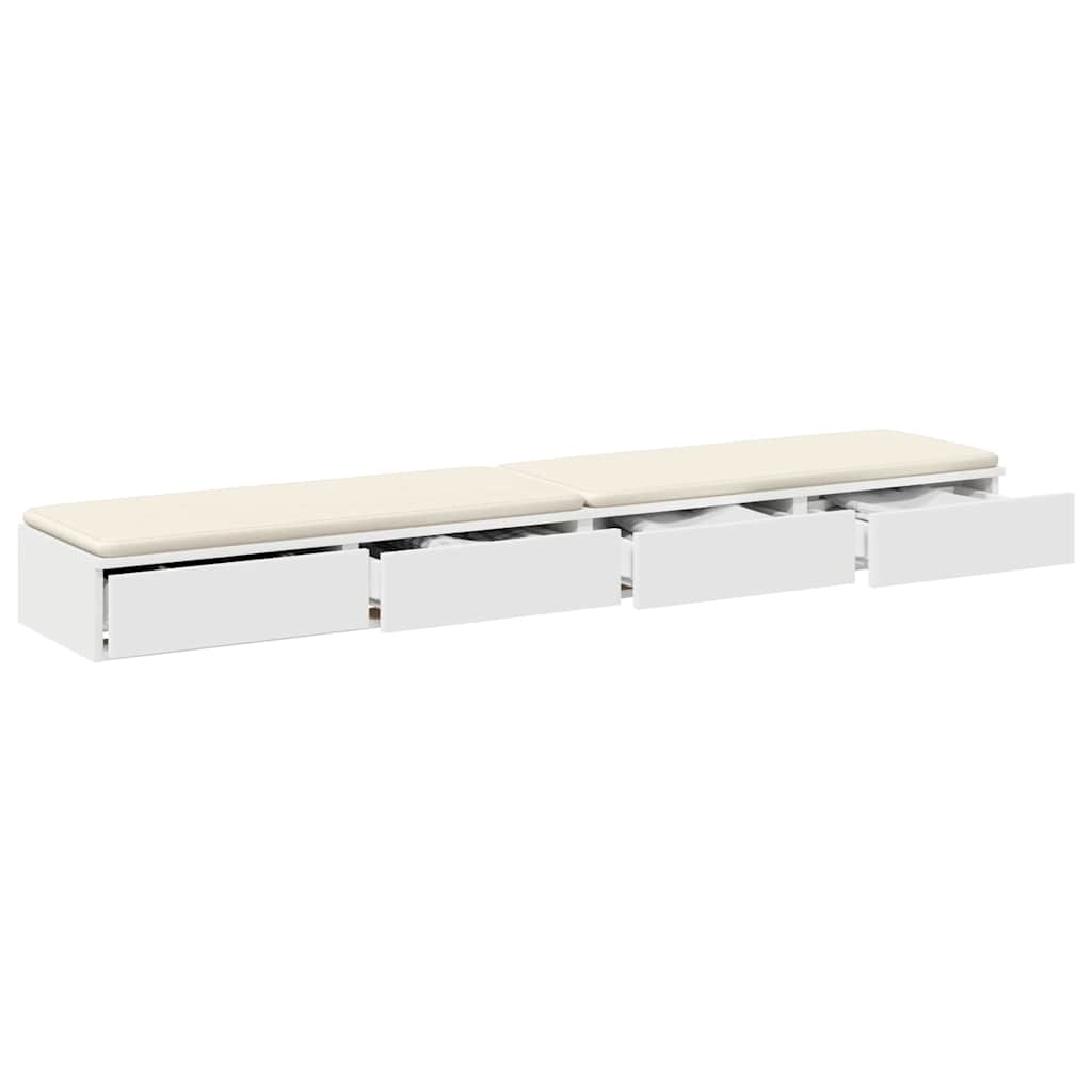 Sengeskuffer Hvid 180 x 36,5 x 16,5 cm Konstrueret træ