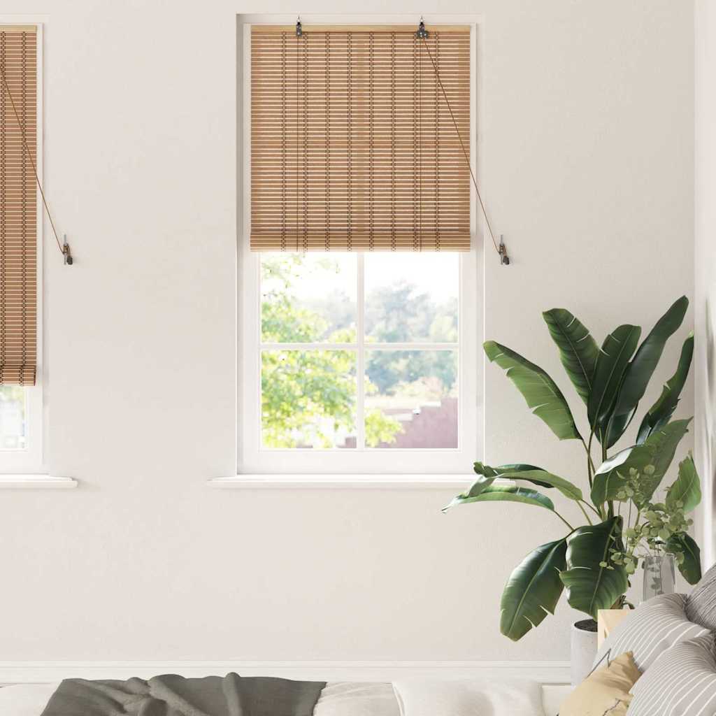 Rullegardin med gardiner Natur 90 x 220 cm Bambus