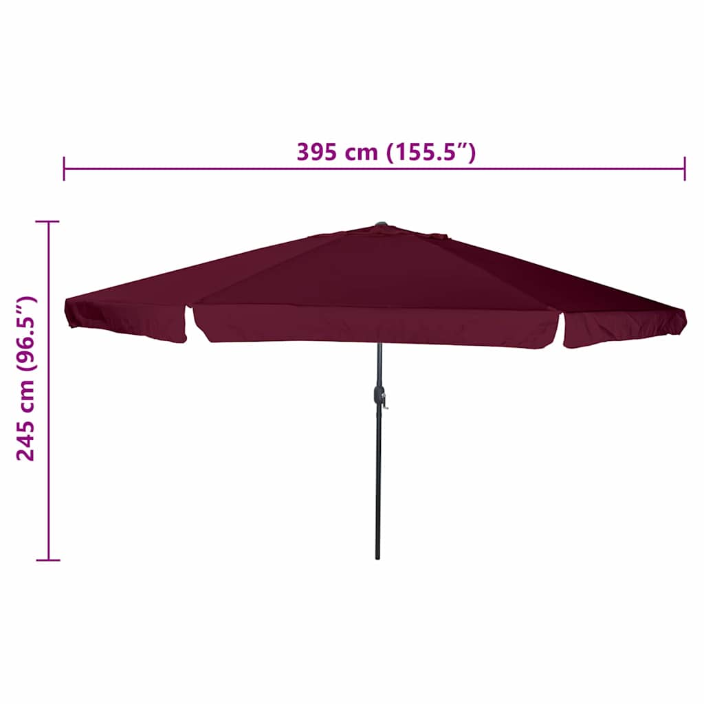 Havesol Bordeaux Rød 394 x 394 x 248 cm Polyester og Stål