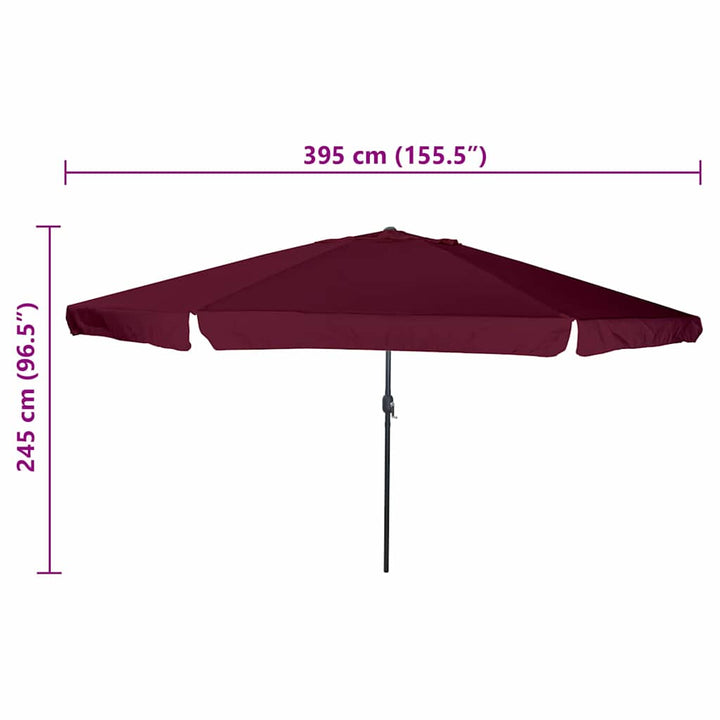 Havesol Bordeaux Rød 394 x 394 x 248 cm Polyester og Stål