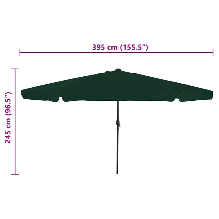 Havesol med LED -strimmellys Grøn 395 x 395 x 245 cm Polyester