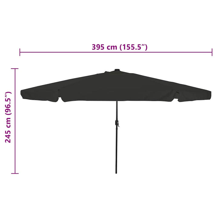 Havesol med LED -strimmellys Sort 395 x 395 x 245 cm Polyester