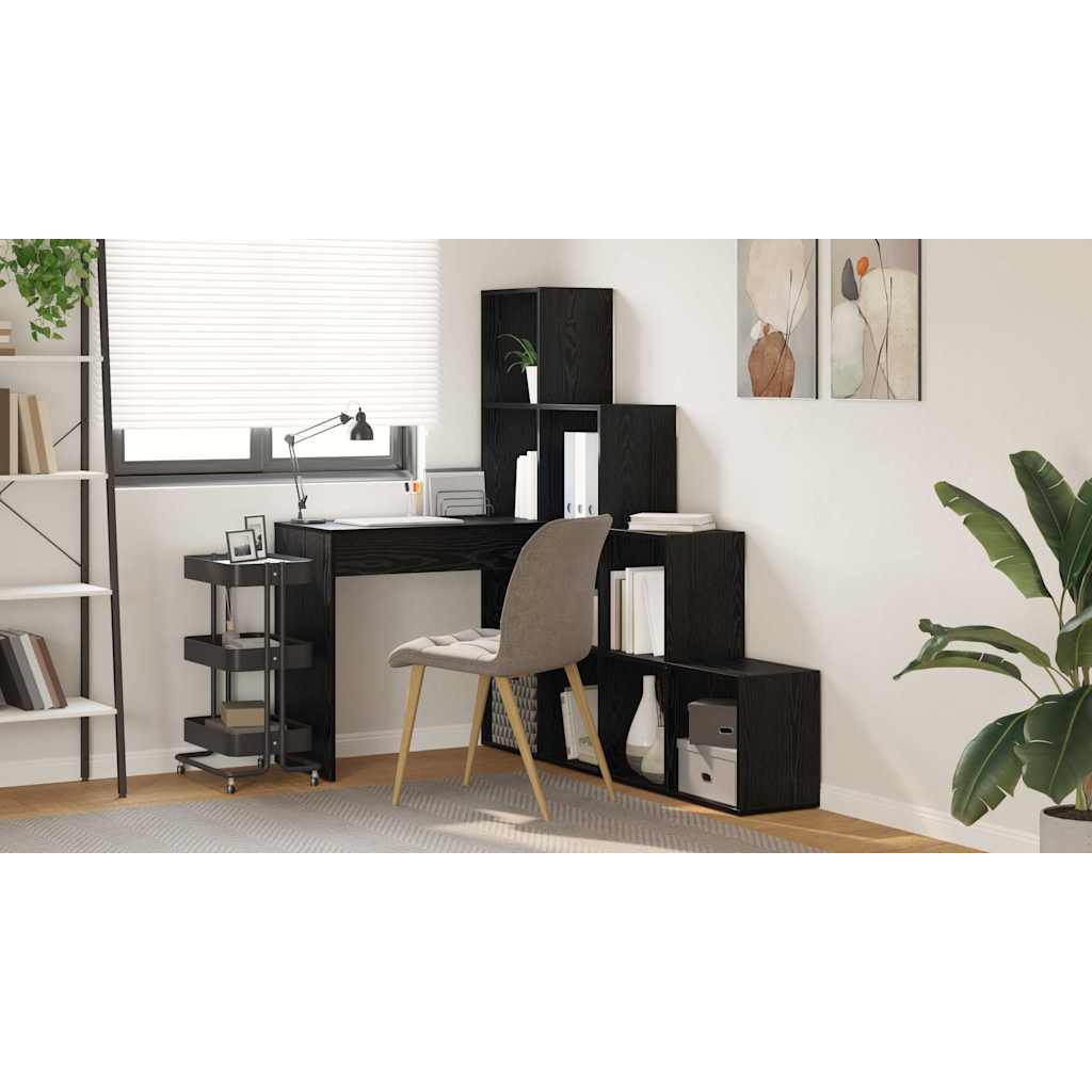 Hjørneskrivebord med hylde Sort eg 101,5 x 149,5 x 149,5 cm