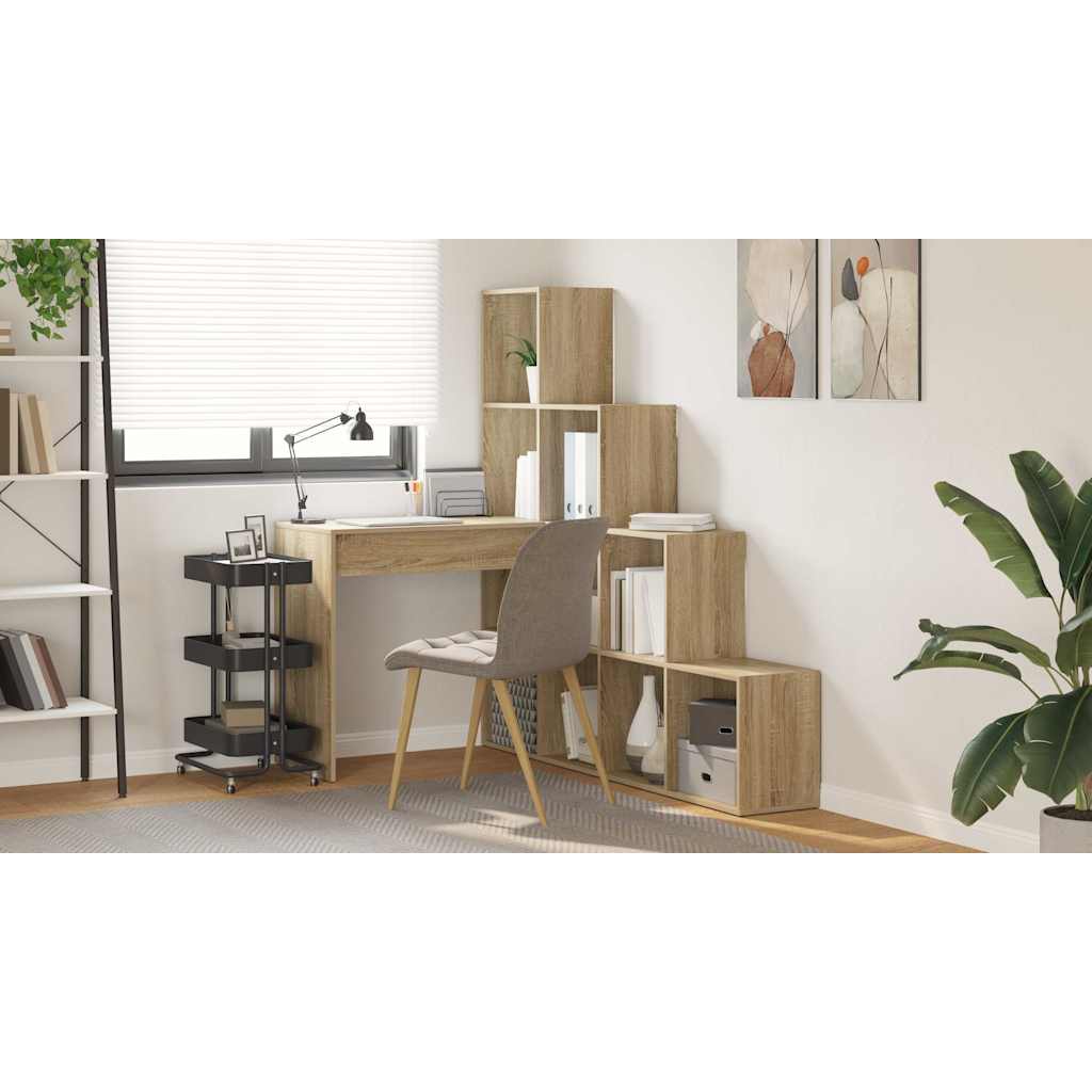 Hjørneskrivebord med hylde Sonoma eg 101,5 x 149,5 x 149,5 cm