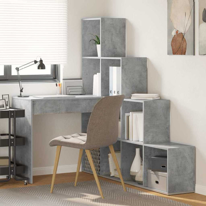 Hjørneskrivebord med hylde Beton Grå 101,5 x 149,5 x 149,5 cm