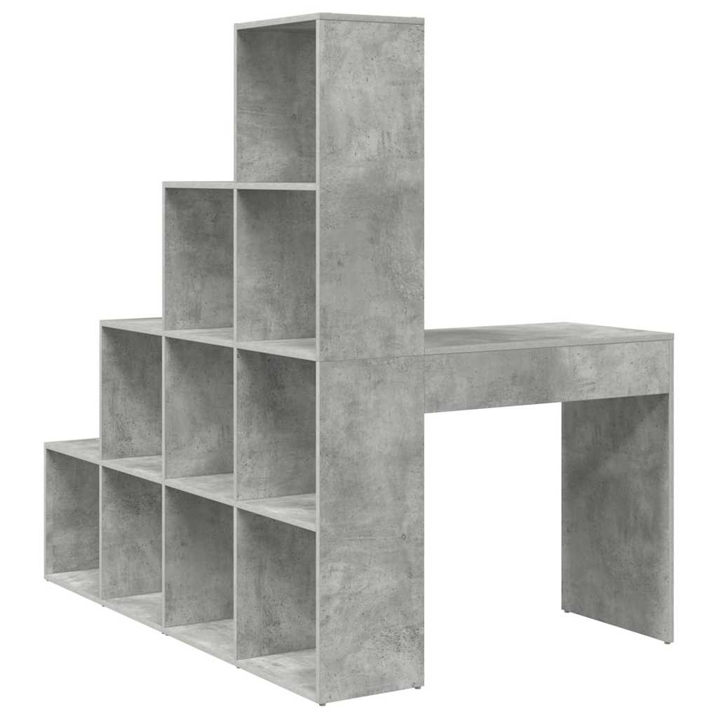 Hjørneskrivebord med hylde Beton Grå 101,5 x 149,5 x 149,5 cm