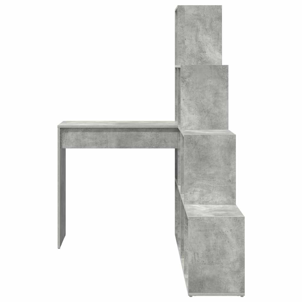 Hjørneskrivebord med hylde Beton Grå 101,5 x 149,5 x 149,5 cm