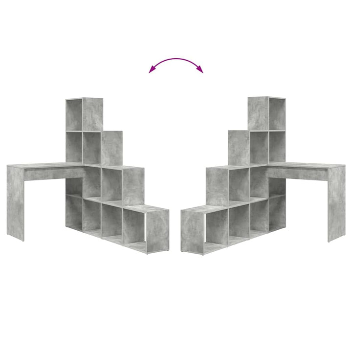 Hjørneskrivebord med hylde Beton Grå 101,5 x 149,5 x 149,5 cm