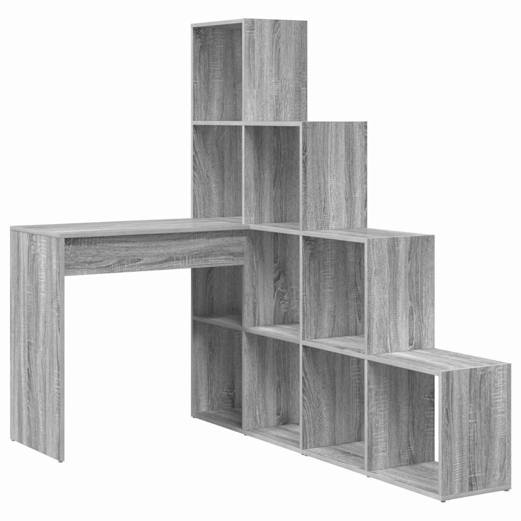Hjørneskrivebord med hylde Grå Sonoma 101,5 x 149,5 x 149,5 cm