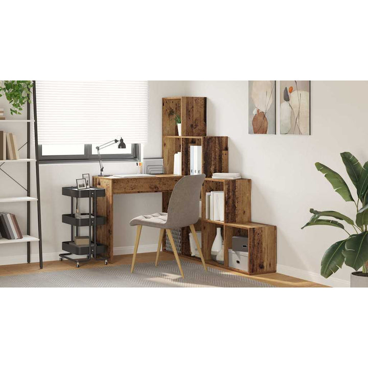 Hjørneskrivebord med hylde Gammelt træ 101,5 x 149,5 x 149,5 cm