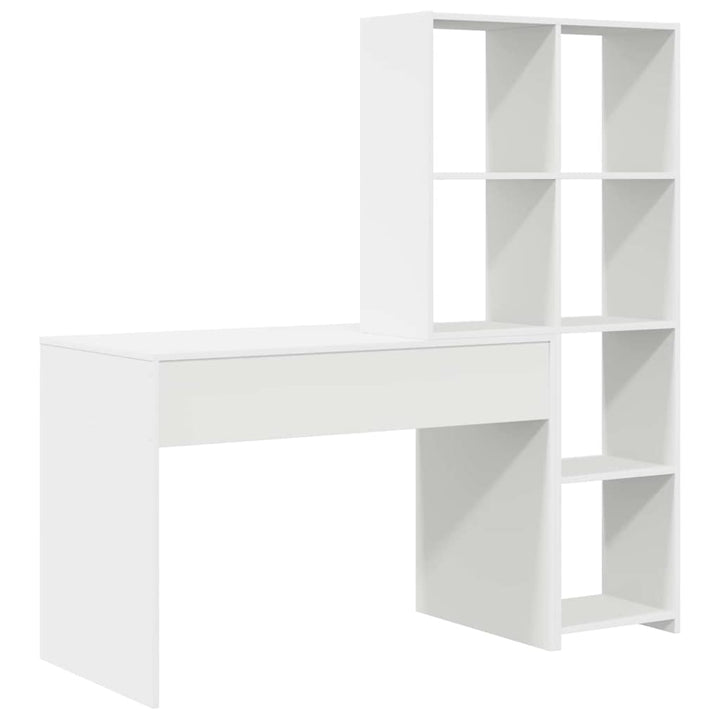Bord med hylde Hvid 138,5 x 55 x 143 cm Konstrueret træ