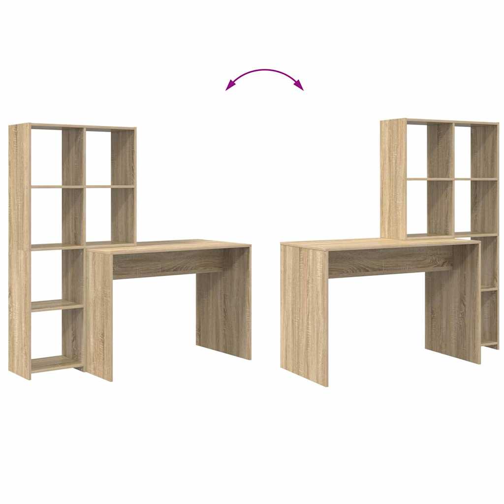Bord med hylde Sonoma eg 138,5 x 55 x 143 cm Konstrueret træ
