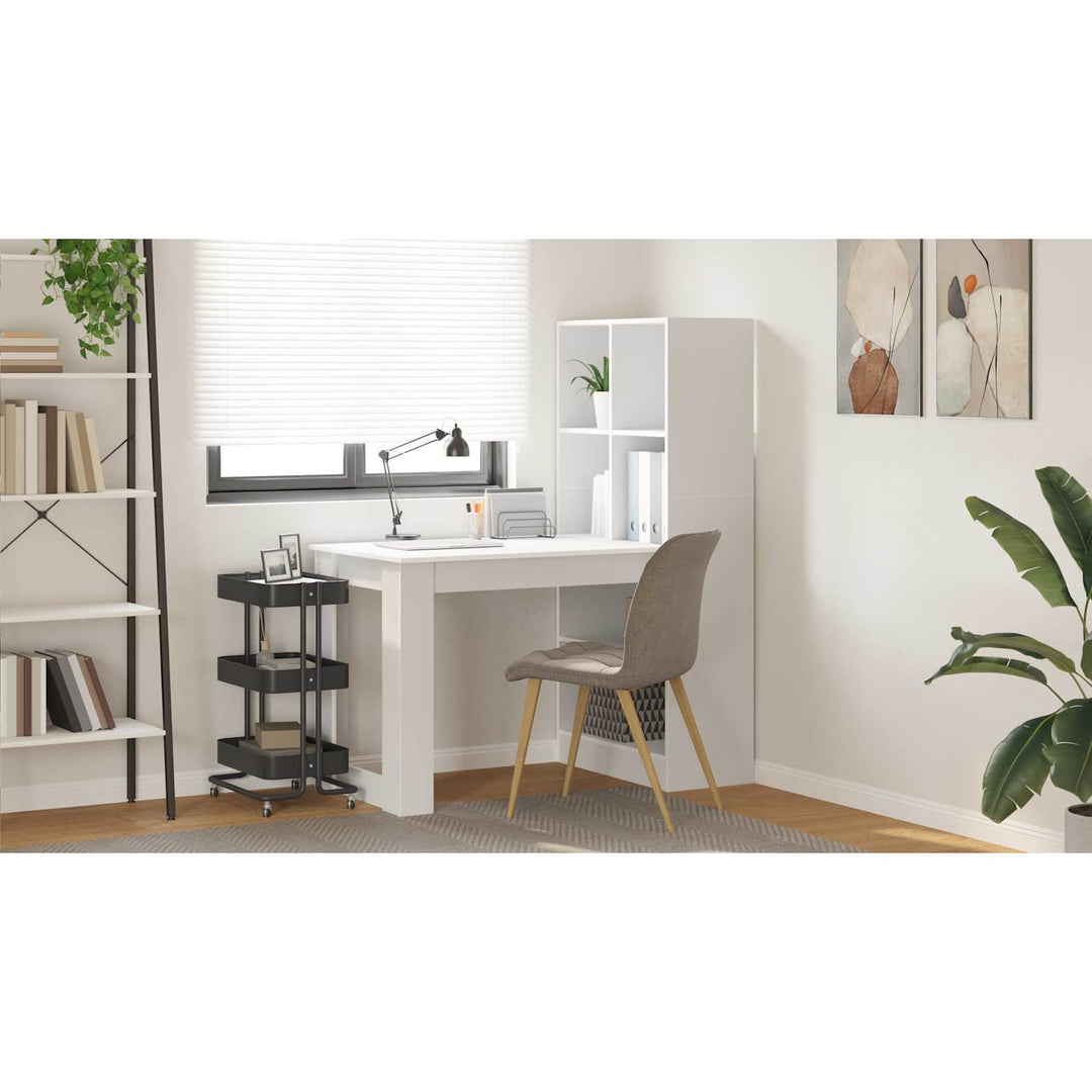 Bord med hylde Hvid 122 x 67 x 145 cm Konstrueret træ