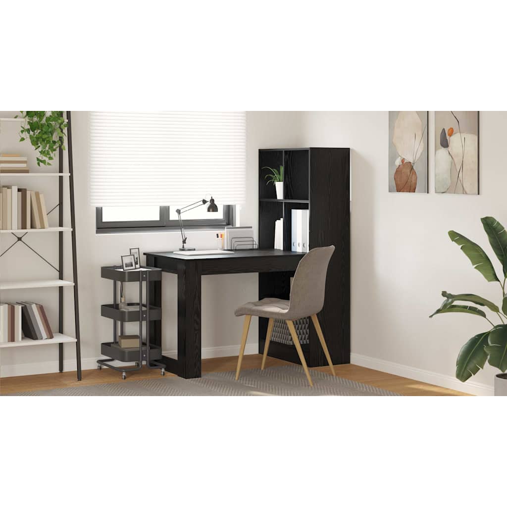 Bord med hylde Sort eg 122 x 67 x 145 cm Konstrueret træ