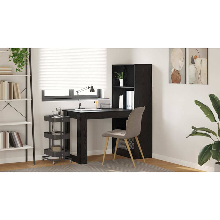 Bord med hylde Sort eg 122 x 67 x 145 cm Konstrueret træ
