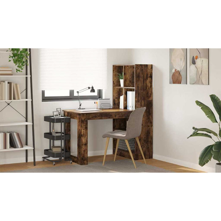 Bord med hylde Røget eg 122 x 67 x 145 cm Konstrueret træ
