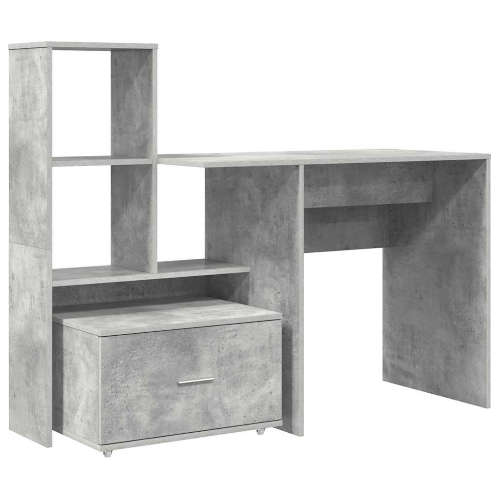 Bord med skuffe Beton Grå 131,5 x 50 x 106,5 cm Konstrueret træ