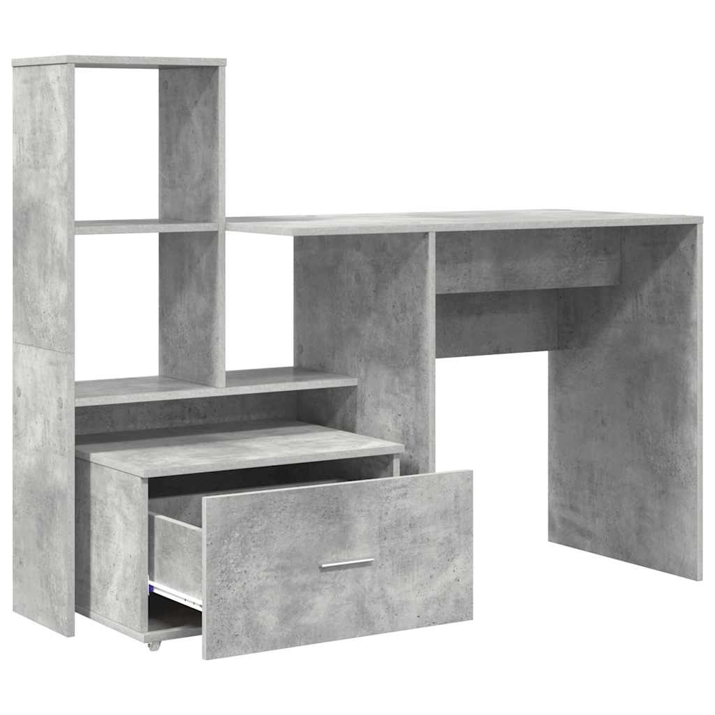Bord med skuffe Beton Grå 131,5 x 50 x 106,5 cm Konstrueret træ