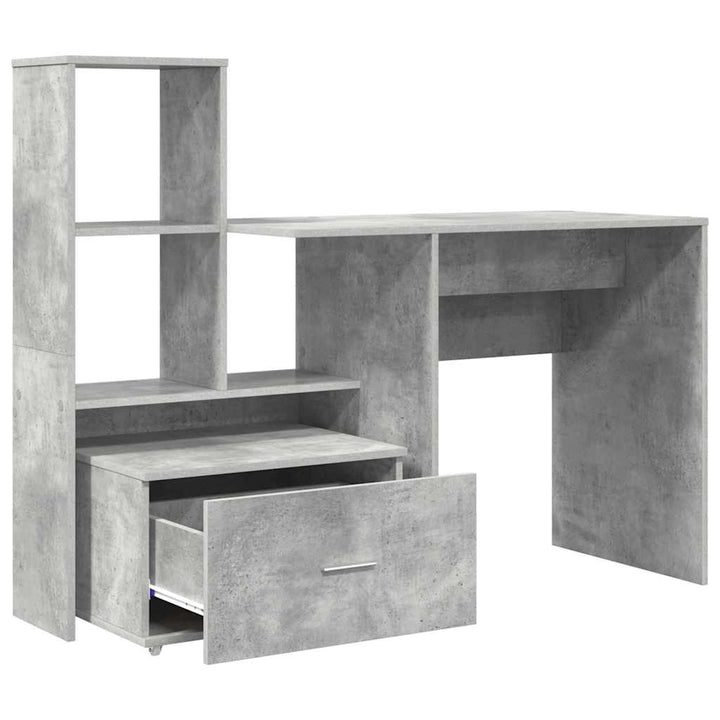 Bord med skuffe Beton Grå 131,5 x 50 x 106,5 cm Konstrueret træ