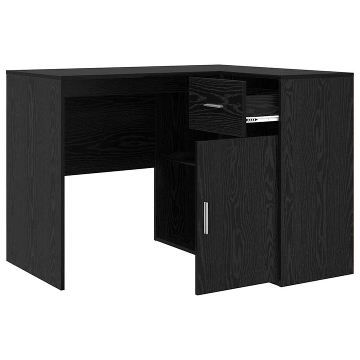 Hjørneskrivebord med skuffe Sort eg 102 x 88 x 75 cm