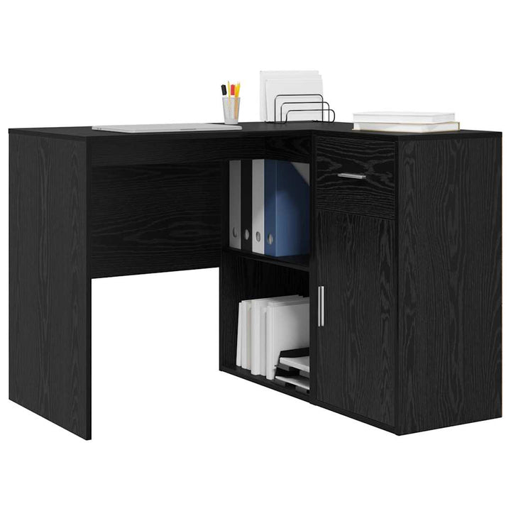 Hjørneskrivebord med skuffe Sort eg 102 x 88 x 75 cm