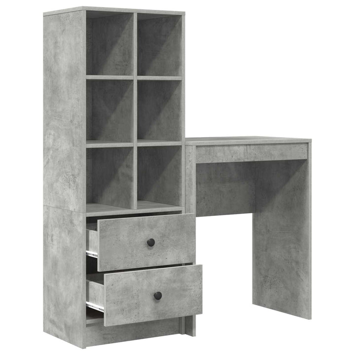 Bord med skuffe med hylde med opbevaring 2 pcs Beton Grå