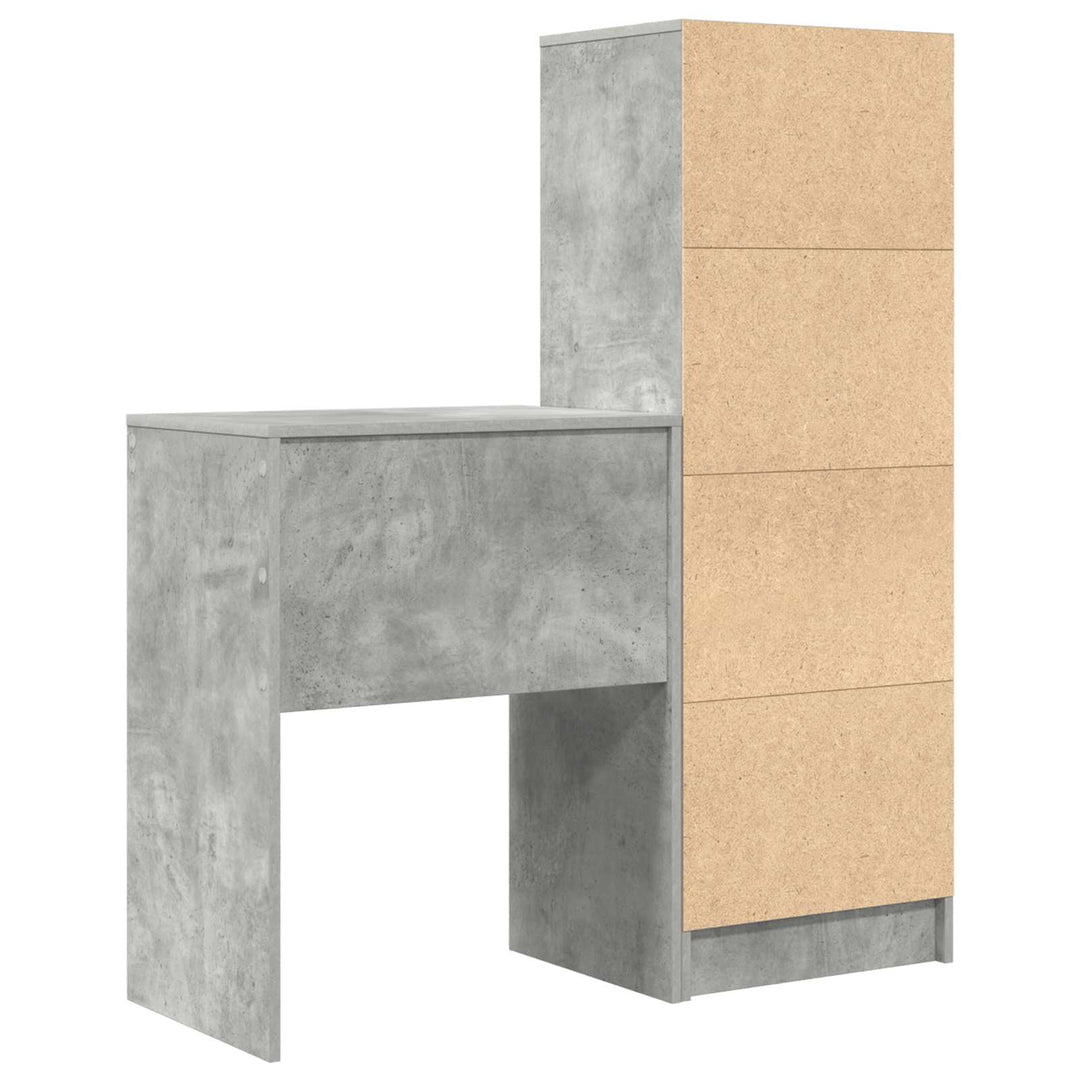 Bord med skuffe med hylde med opbevaring 2 pcs Beton Grå