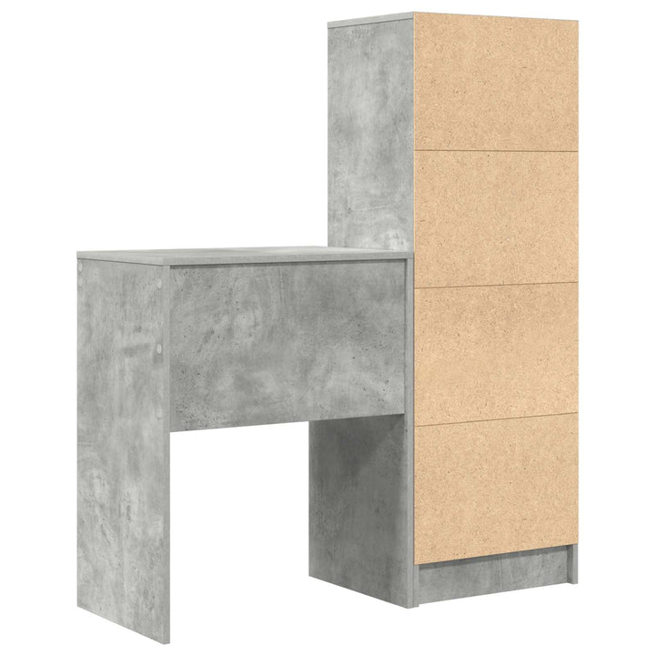 Bord med skuffe med hylde med opbevaring 2 pcs Beton Grå