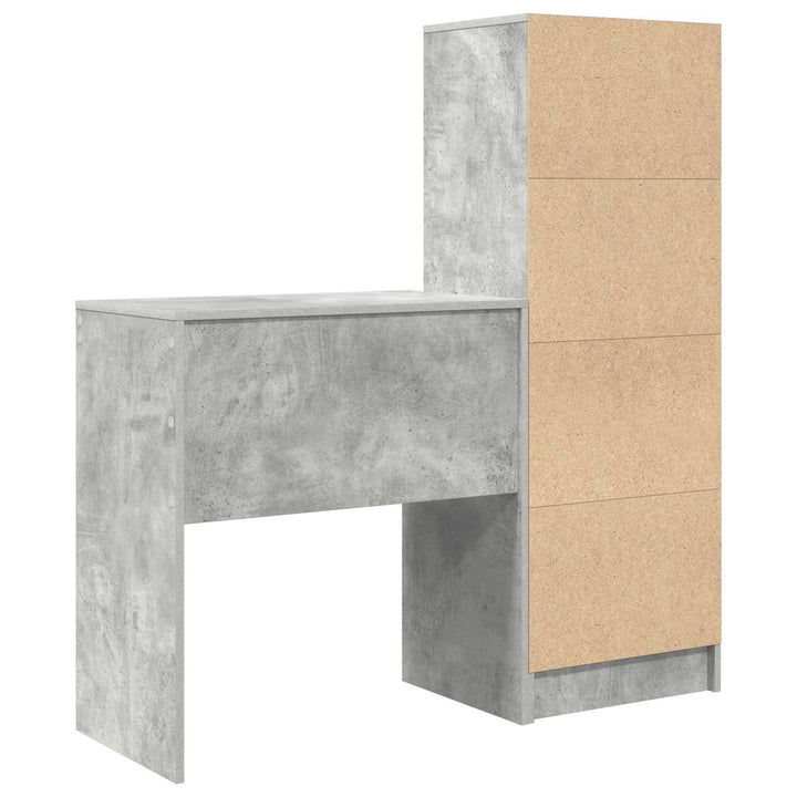 Bord med skuffe med hylde med opbevaring 2 pcs Beton Grå