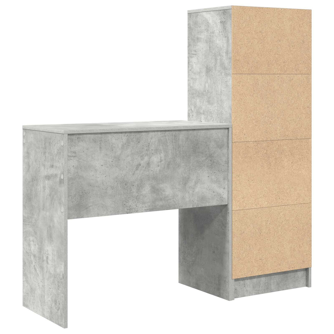 Bord med skuffe med hylde med opbevaring 2 pcs Beton Grå