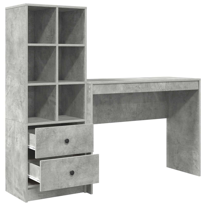 Bord med skuffe med hylde med opbevaring 2 pcs Beton Grå