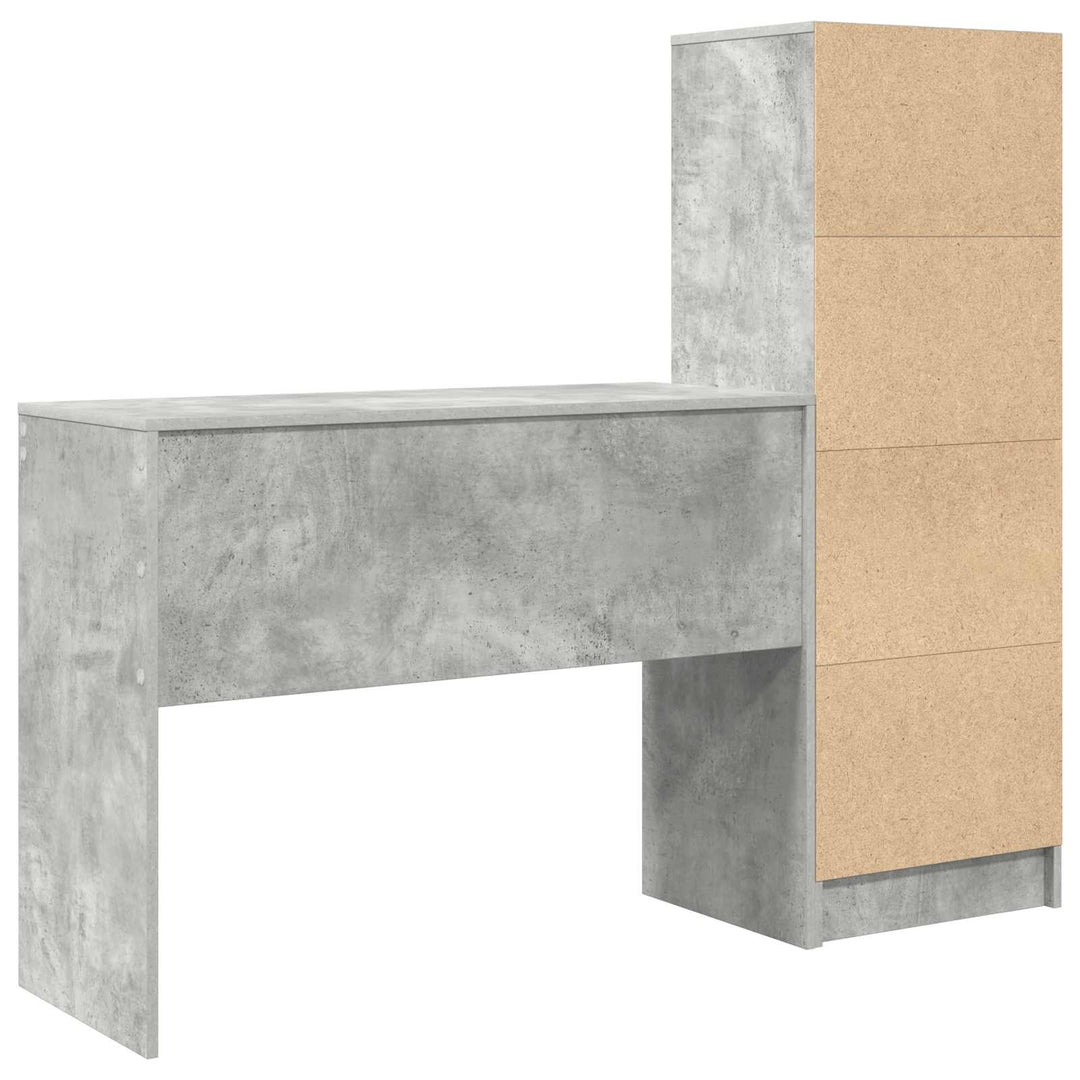 Bord med skuffe med hylde med opbevaring 2 pcs Beton Grå