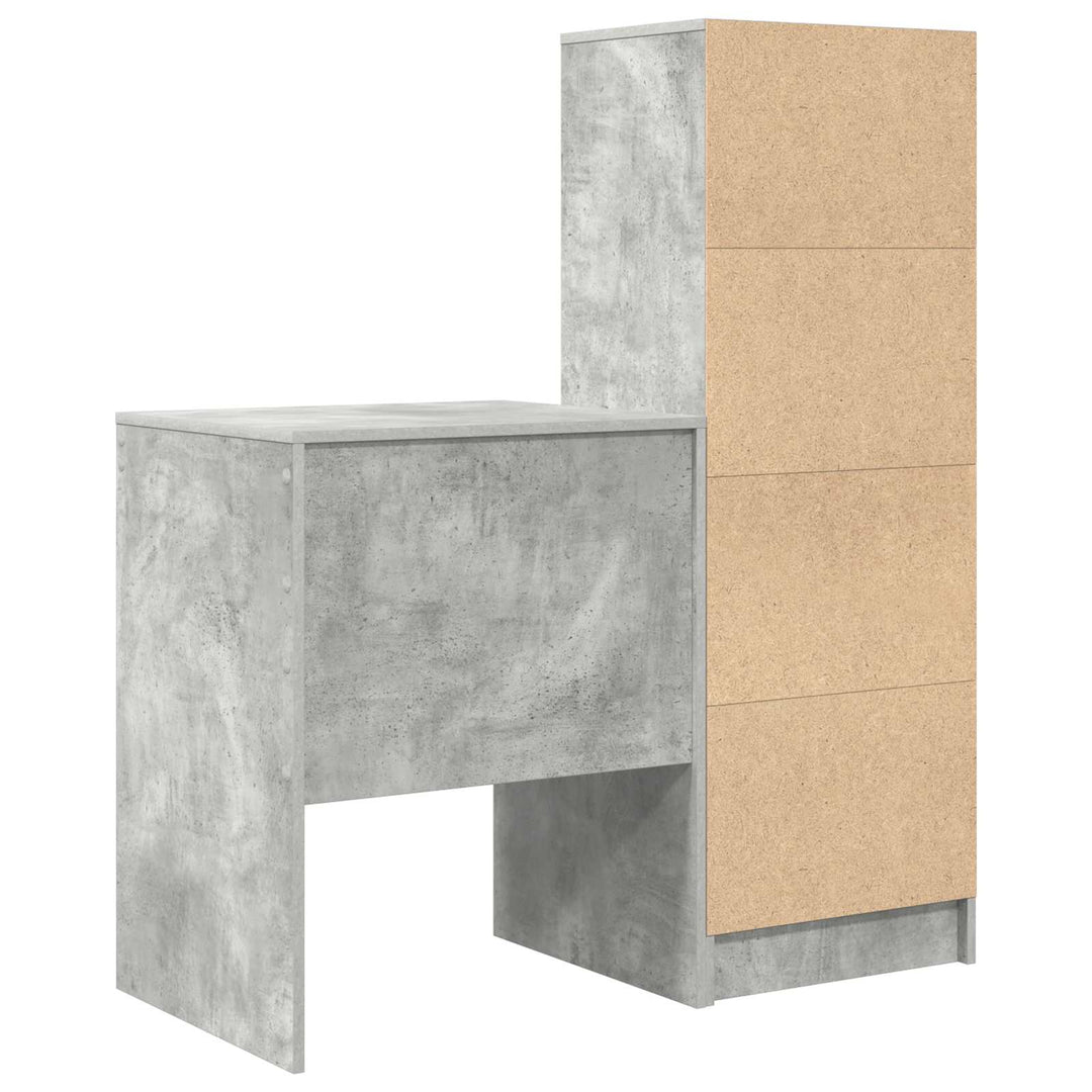 Bord med skuffe med hylde med opbevaring 2 pcs Beton Grå