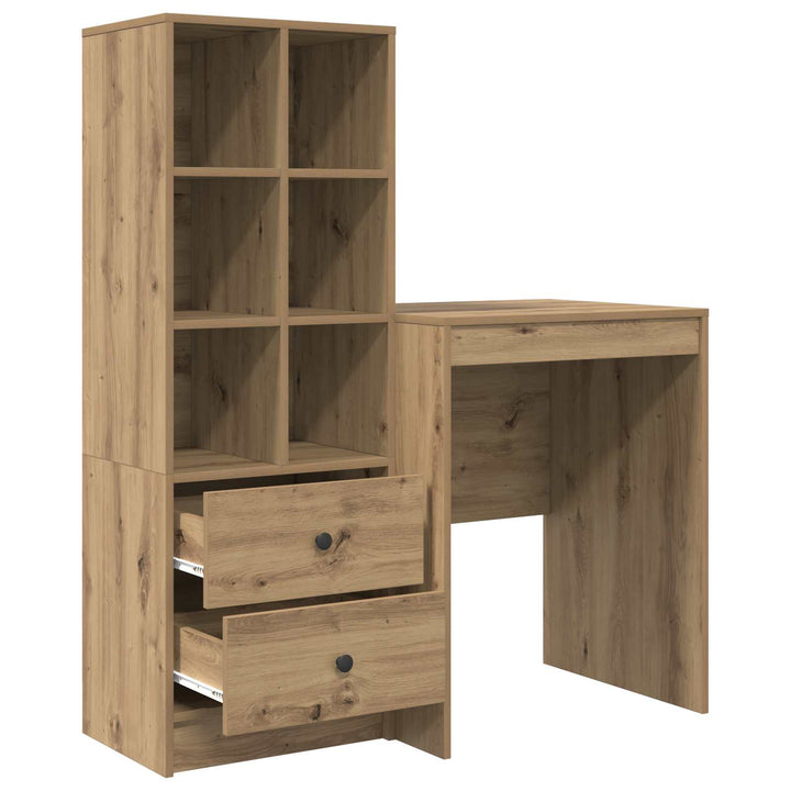 Bord med skuffe med hylde med opbevaring 2 pcs Artisan Egetræ