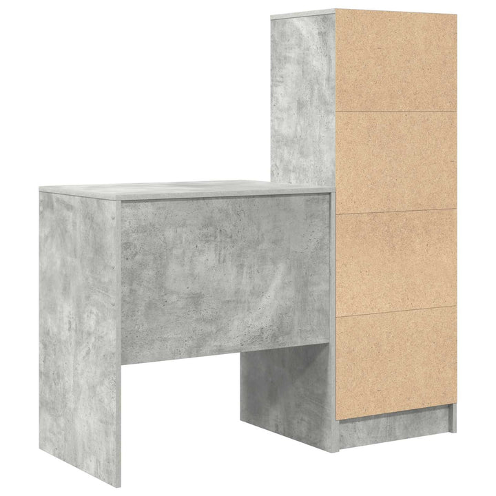 Bord med skuffe med hylde med opbevaring 2 pcs Beton Grå