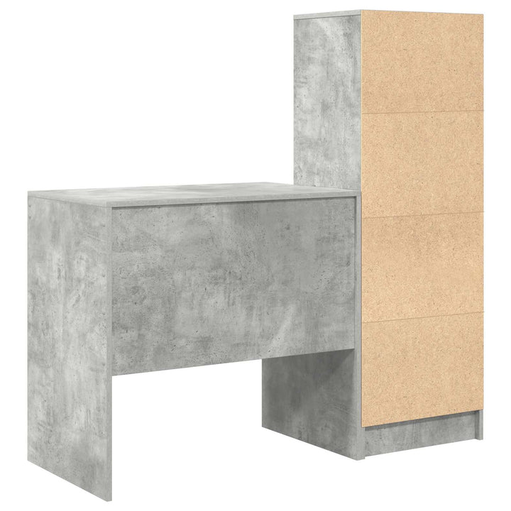 Bord med skuffe med hylde med opbevaring 2 pcs Beton Grå