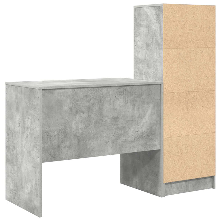 Bord med skuffe med hylde med opbevaring 2 pcs Beton Grå