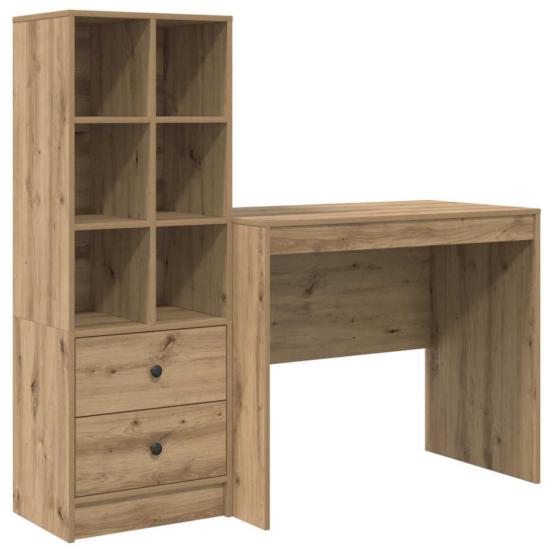 Bord med skuffe med hylde med opbevaring 2 pcs Artisan Egetræ